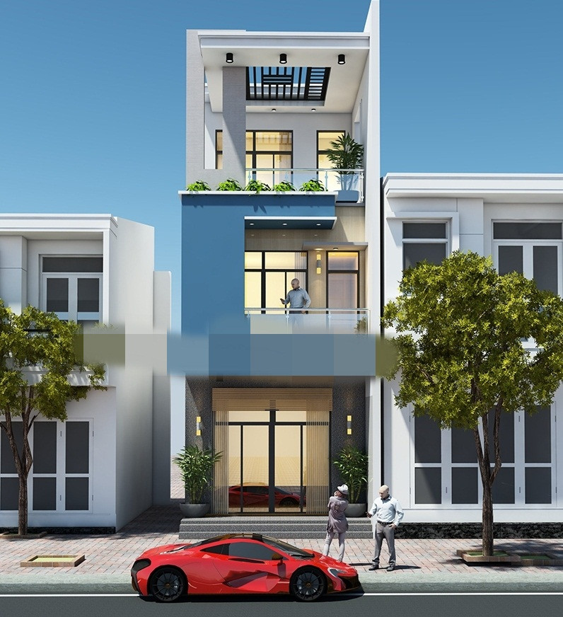 Ngôi nhà lịch lãm với gam màu trắng xám nhẹ nhàng. Ảnh: Bietthunhaphodep.