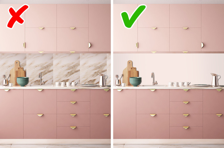 Vật liệu giả giống như thật rẻ tiền nhưng sẽ dễ phát hiện lỗi. Do đó, thay vì mua gạch đá hoa cương giống như đá cẩm thạch, chỉ cần mua những viên gạch đẹp chỉ có một màu hoặc một mẫu đơn giản. Nguồn ảnh: Brightside.