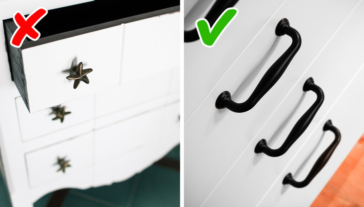 Sử dụng tay cầm sắc nhọn rất dễ gây tổn thương hoặc làm hỏng quần áo. Vì vậy, khi chọn phụ kiện này, sự thoải mái là ưu tiên số 1. Hình dạng phải tròn và mịn.