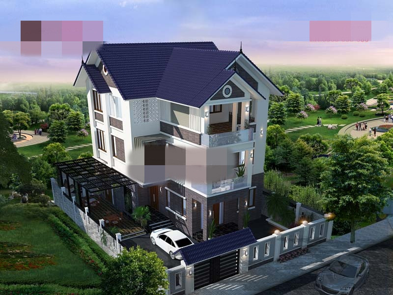 Nhà 3 tầng có sân vườn sẽ làm tăng giá trị sở hữu thiết kế cũng như không gian sống. Ảnh: Angcovat.