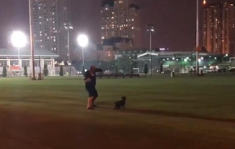 Ani là một chú chó cưng màu đen, rất quấn quít với HLV người Hàn Quốc. Vô cùng yêu quý chú chó này nên dù khá mệt mỏi sau buổi tập, thầy Park vẫn ở lại chơi cùng “người bạn” nhỏ. Ảnh: Vn ngày nay.