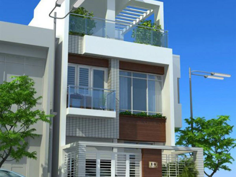 Mẫu nhà ống mái bằng trang nhã. Ảnh: Angcovat.