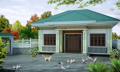 Ngôi nhà được hoàn thiện khá đơn giản, không sử dụng quá nhiều chi tiết trang trí phào chỉ cầu kì như các mẫu thiết kế nhà theo phong cách cổ điển. Ảnh: Angcovat.