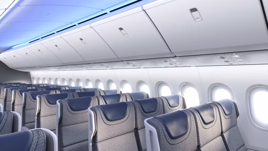 Mỗi cabin trên máy bay Boeing 777X rộng thêm 10cm, tạo nhiều không gian hơn cho khách hạng phổ thông.