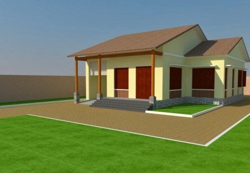 Mặt tiền nhà cấp 4 được thiết kế rất đơn giản với phần mái nhà đua ra và sử dụng làm mái hiên. Ảnh: Thietkethicongnhdep.