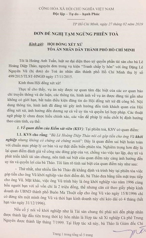 Lo nguyen nhan phien toa vu ly hon vo chong ong Vu tam dung?