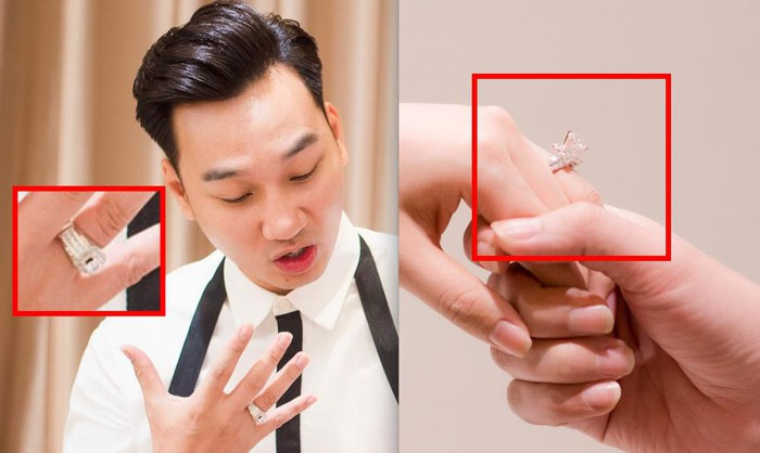 Cặp nhẫn cưới của vợ chồng MC Thành Trung được chế tác rất tinh xảo, sang trọng. Theo giới chuyên gia, cặp nhẫn này có giá không dưới 1 tỷ đồng.