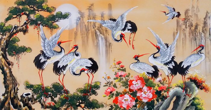 Trong nhà, người Hàn Quốc thường trang trí với hình ảnh của những con chim sếu, chim ác Hàn và mặt trời, tượng trưng cho sự may mắn. Ảnh: Internet.