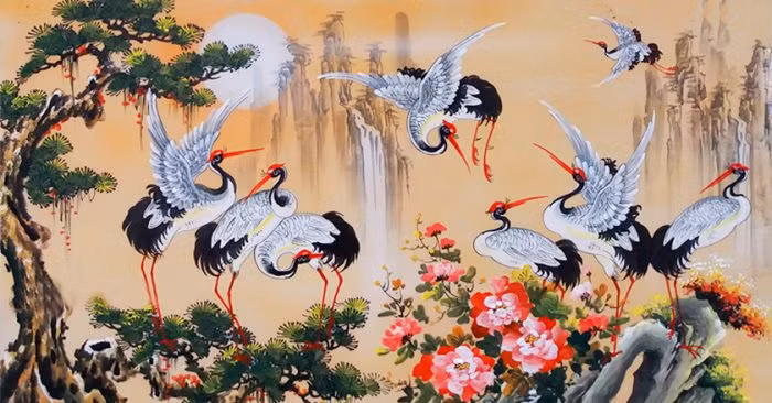 Trong nhà, người Hàn Quốc thường trang trí với hình ảnh của những con chim sếu, chim ác Hàn và mặt trời, tượng trưng cho sự may mắn. Ảnh: Internet.