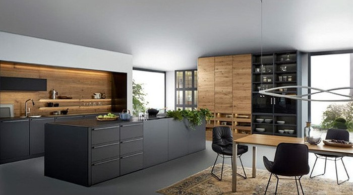 Trong năm 2019, không gian nhà bếp với tông màu sáng sẽ được thay bằng màu tối như đen, gỗ đậm, ghi tối hay xanh tím than, xanh dương đậm. Ảnh: Bluware.