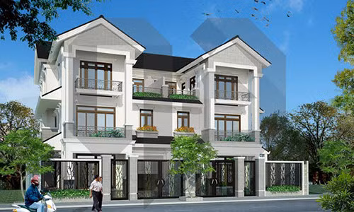 Màu cổng tương đồng với màu ngói tạo giúp ngôi nhà mang vẻ đẹp hài hòa hơn. Ảnh: Aa architect.