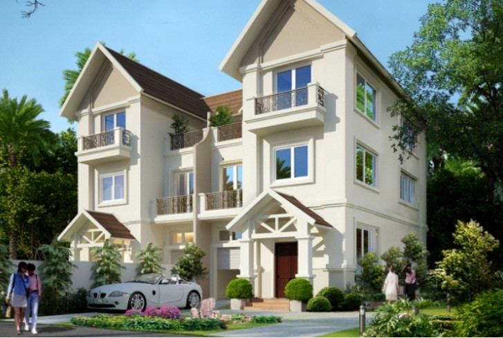 Biệt thự có thiết kế trang nhã, màu sắc hài hòa, xung quanh là cây cối, hoa cỏ gần gũi thiên nhiên. Ảnh: Kientruchikari.