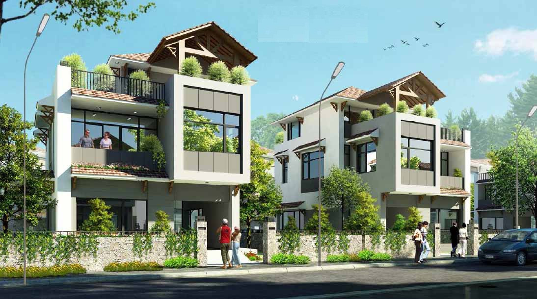 Biệt thự song lập có sân vườn đang dần bùng nổ mạnh trong ngành thiết kế kiến trúc. Ảnh: Kientrucadong.