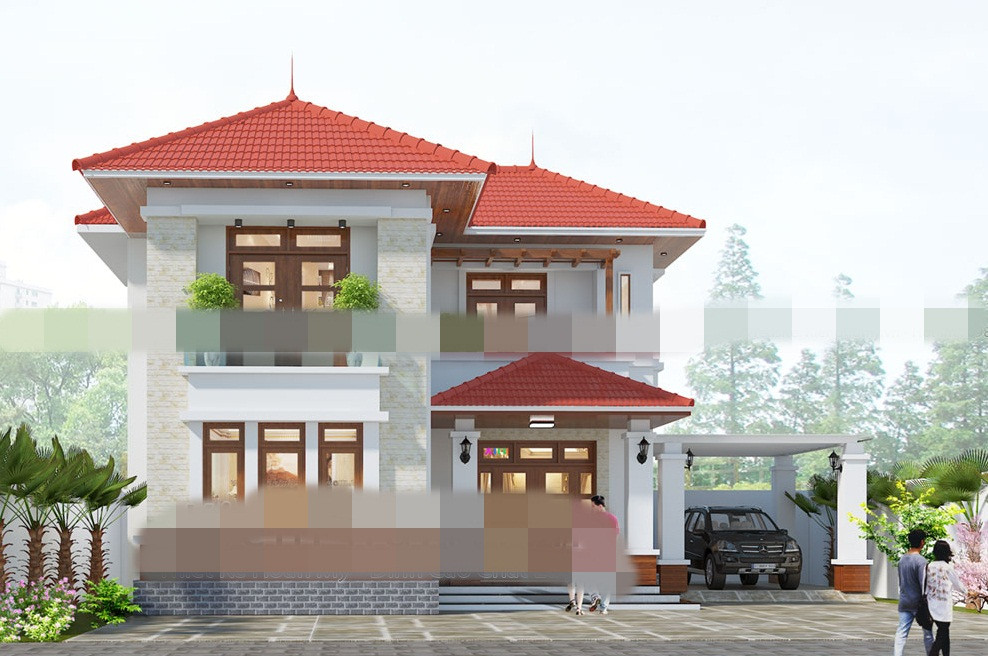 Nhà vườn chữ L thiết kế với sự đơn giản tối đa về vật liệu, bỏ qua những hình khối chi tiết rườm rà. Ảnh: Kienphumy.