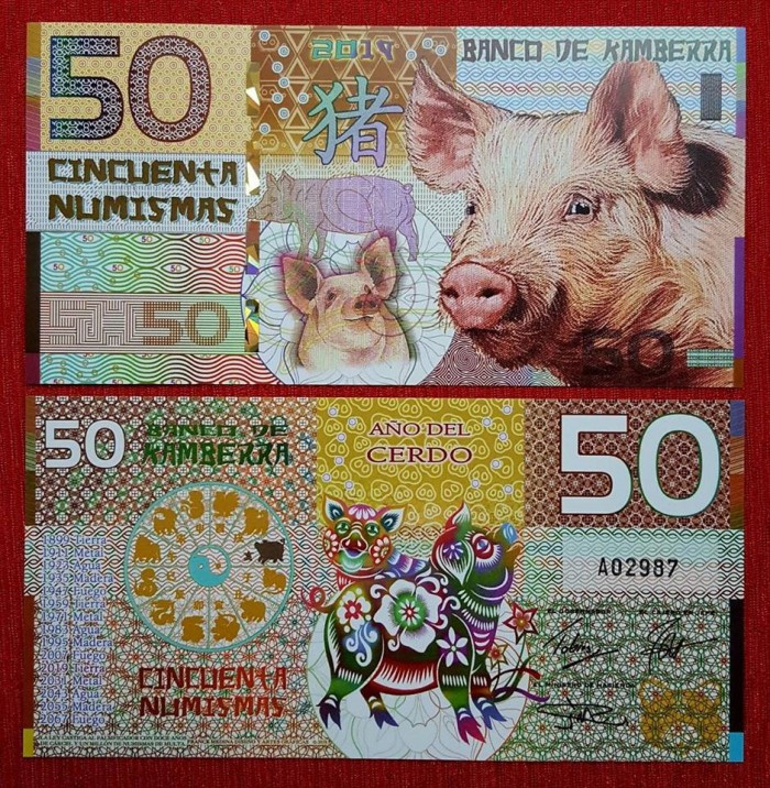 Mỗi tờ tiền Kamberra của Australia hình con heo 2019 có giá bán từ 65.000 - 100.000 đồng. Ảnh: Muabannhanh.