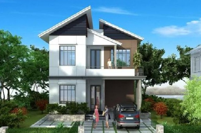 Mẫu thiết kế nhà 2 tầng đẹp sang chảnh kỳ ven sông. Ảnh: Thietkepro.