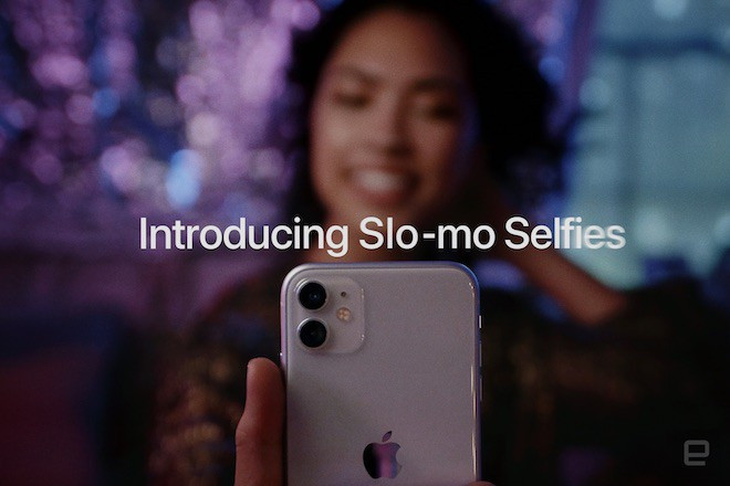 iPhone 11 sở hữu camera trước 12 megapixel True Depth cho tốc độ nhận diện khuôn mặt nhanh hơn ngoài ra có thể cho phép góc chụp selfie rộng hơn khi xoay ngang.