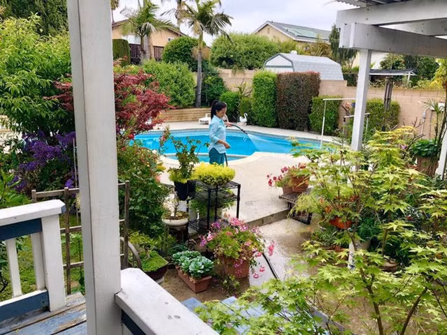 Xung quanh biệt thự là cây xanh và hồ bơi thoáng mát. Ảnh: Dân Việt.