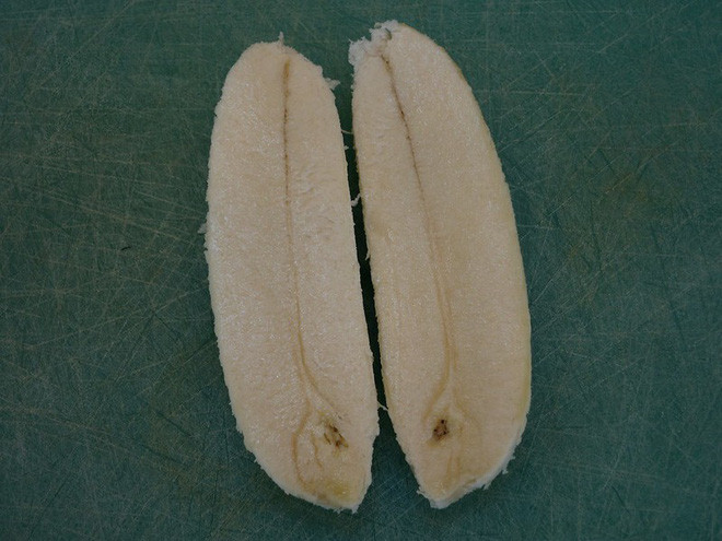 Chuối Blue Java có thể ăn sống như quả chuối bình thường hoặc để nó trong ngăn đá rồi xay nhuyễn bằng máy sinh tố như người bản xứ. Ảnh: Warta Kota.