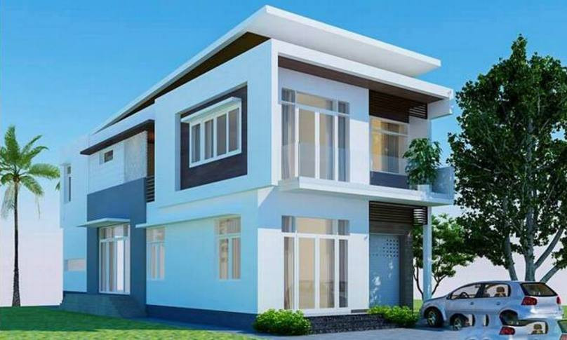  Mẫu nhà ống 2 tầng 4 phòng ngủ thiết kế phóng khoáng với nhiều cửa sổ rộng, được nhiều gia đình ở thành phố lựa chọn. Ảnh: Holcim.