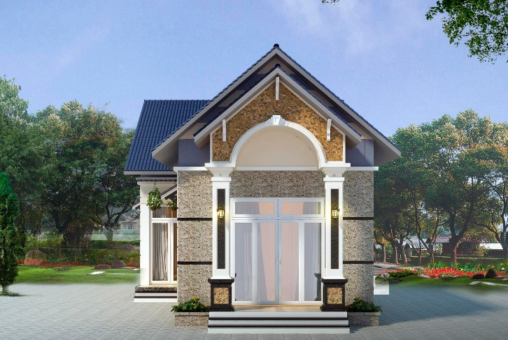 Gam màu trắng chủ đạo giúp tôn lên màu xanh của hệ thống mái thái, màu ghi của gạch ốp. Ảnh: Maunhadepsaigon.