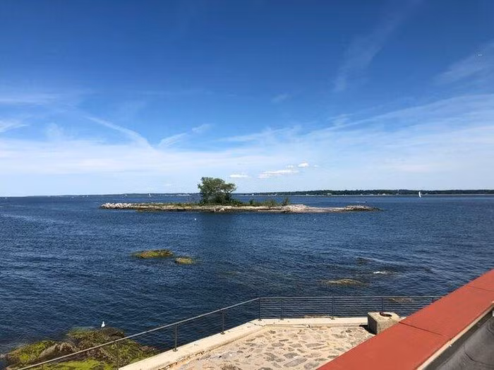 Đảo Pea có thể được nhìn thấy từ tầng thượng trên đảo Columbia. Đảo Pea có diện tích hơn 20.000m2, bao gồm một bãi biển và rất nhiều cây bản địa.