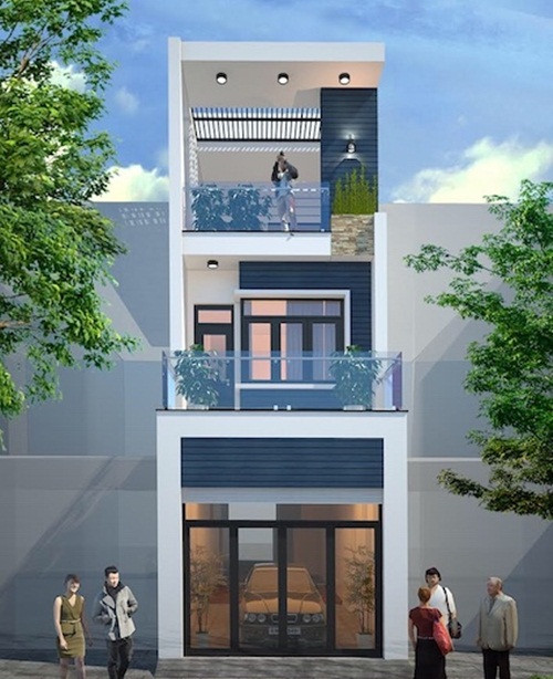 Nhà ống 3 tầng khoảng 40m2 có gara ô tô bố trí ở tầng trệt là xu hướng ở thành thị. Ảnh: Kientruckinhbac.