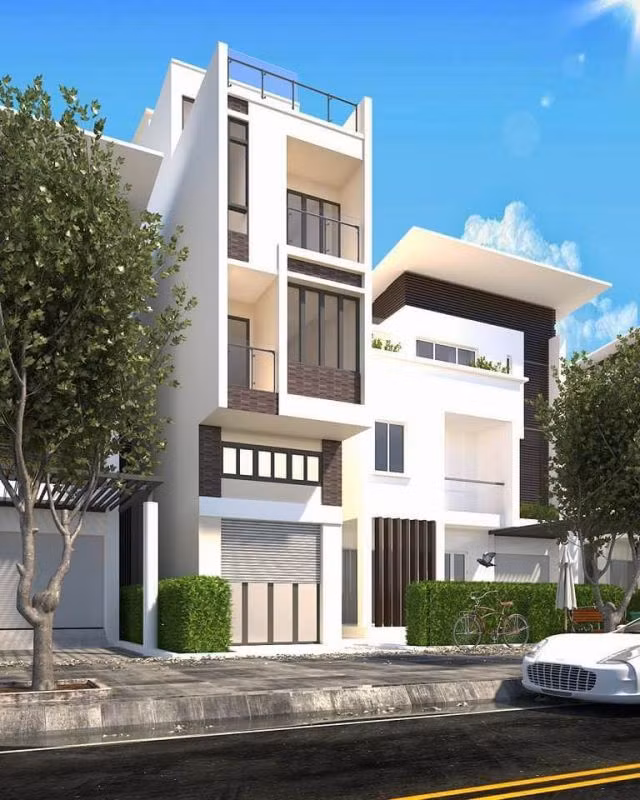 Trên diện tích đất 4x15m, nhà ống 3 tầng thiết kế 1 phòng khách, 4 phòng ngủ và 1 phòng thờ. Tầng tum là khu vực phơi đồ. Ảnh: Xaydungtrangtrinoithat.