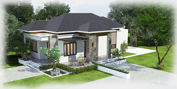 Thiết kế biệt thự nhà vườn đậm chất hiện đại. Ảnh: Thietkehomexinh.