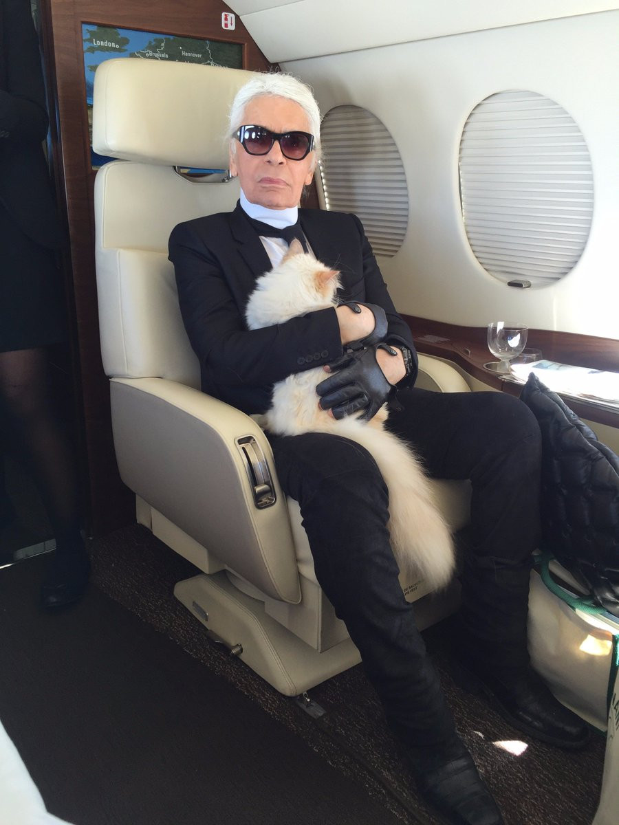 Đặc biệt, Lagerfeld còn sở hữu một con mèo tên Choupette rất nổi tiếng và giàu có. Ảnh: Twitter.