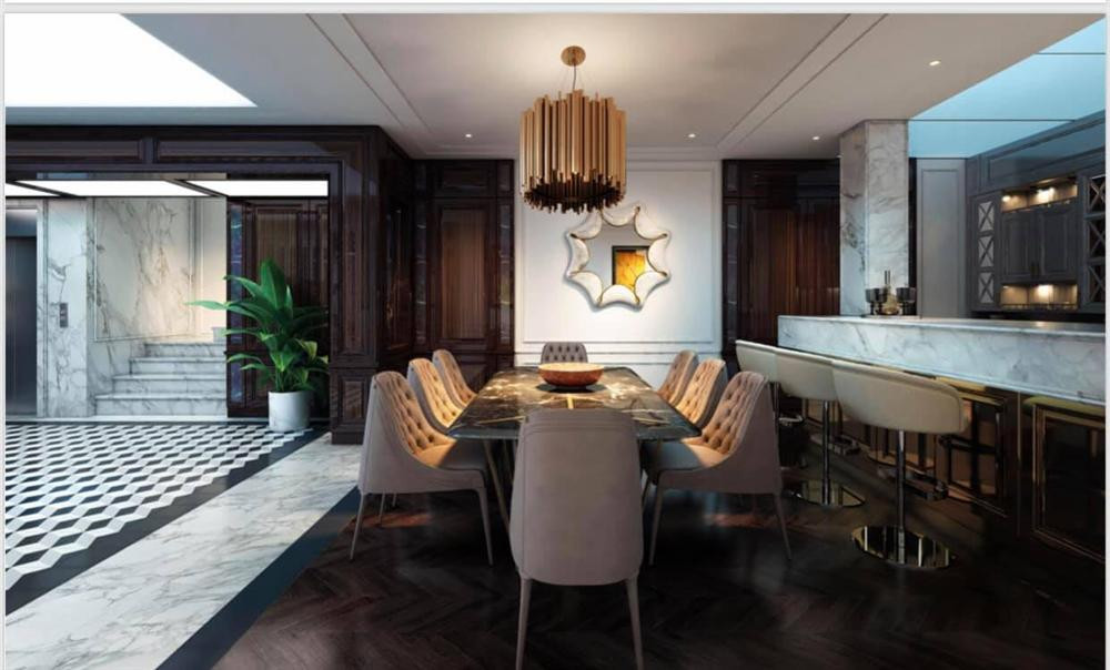 Phòng ăn rộng rãi theo phong cách châu Âu. Ảnh: Dân Việt.