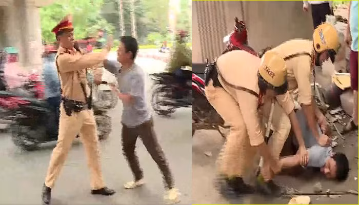 Say ruou, danh CSGT cuu ban nhau vi pham giao thong o Ha Noi