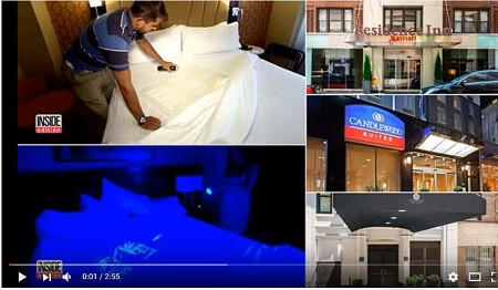 Trong video công bố, nhiều khách sạn 5 sao như W, Intercontinental, JW Marriott, Shangri-La và Hilton tại Bắc Kinh không thay ga trải giường khi có khách trả phòng. Ảnh: Youtube.
