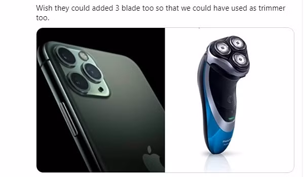 Cụm 3 camera của iPhone 11 được đem ra so sánh với máy cạo râu...