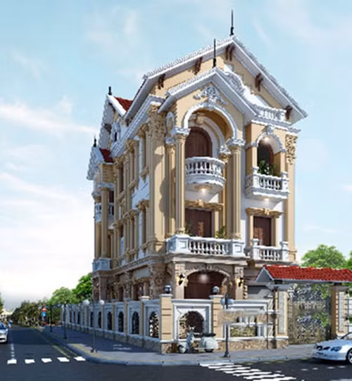 Nhà phố sang trọng và tráng lệ với những chi tiết hoa văn tinh xảo. Ảnh: Arhome.