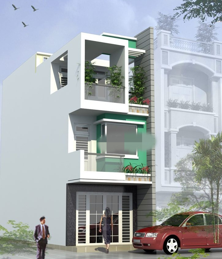 Kiến trúc ngoại thất ấn tượng với mặt tiền hiện đại, hình khối mạnh mẽ và tông màu tươi trẻ. Ảnh: Apdesign.