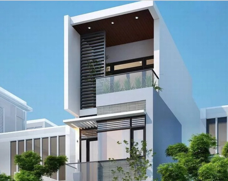 Trên khu đất 4×17m, ngôi nhà thi công 60m2, chừa sân trước 3m thiết kế đón gió trời thoáng mát. Ảnh: Thietkenhadepmoi.