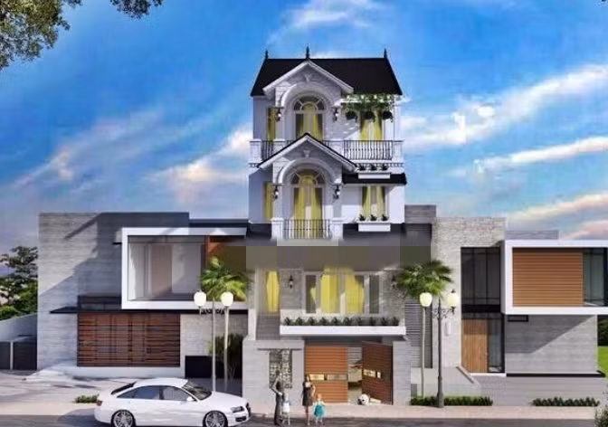 Nhà phố 4 tầng mang hơi hướng biệt thự kiểu Pháp. Ảnh: Thietkenhadepmoi.