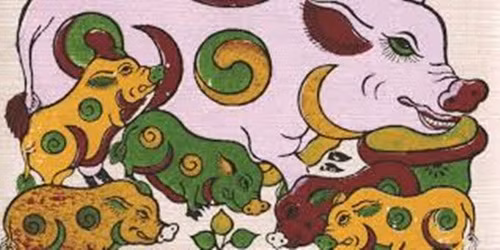 Tranh Tết được chế tác cầu kỳ, nhiều bức được chạm vàng hay bạc dát mỏng là vật trang trí không thể thiếu trong ngày Tết của những gia đình khá giả ở Hà Nội xưa. Ảnh: Handhome.