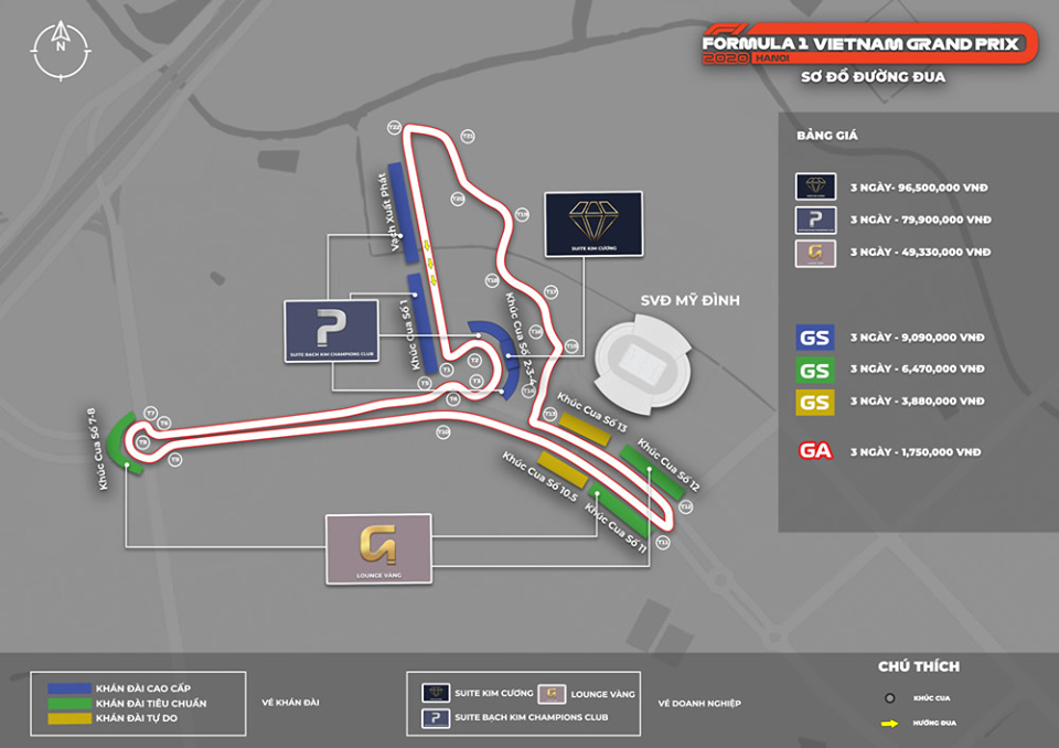 Đây là các mức giá vé trọn gói, xem trọn cả 3 ngày: tập luyện, đua phân hạng và đua chính thức.