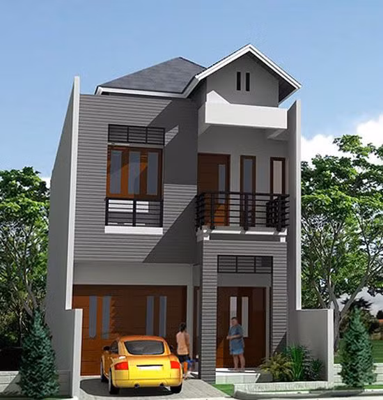 Kiểu dáng khỏe khoắn nhưng cũng không kém phần ấn tượng là điểm nhấn của ngôi nhà 2 tầng mái thái đơn giản. Ảnh: Nhadepsang.