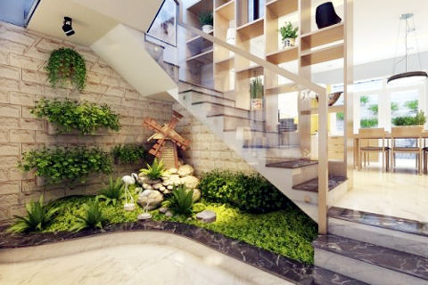 Tiểu cảnh khô là tiểu cảnh được thiết kế dựa trên phong cách đơn giản, vật liệu sử dụng chủ yếu là đá sỏi, cây cảnh và tượng trang trí.