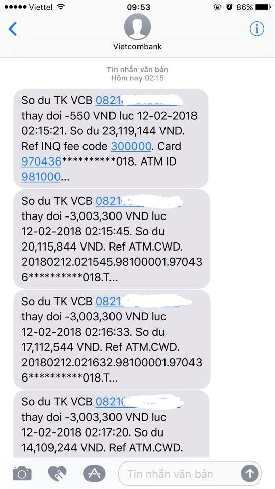 Bao nhieu vu TK khach hang Vietcombank boc hoi, ngan hang xu ly the nao?