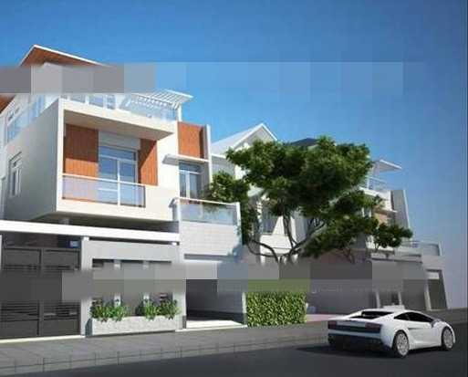 Thiết kế theo phong cách châu Âu, phía trước ngôi nhà chừa một khoảng sân rộng 4m, vừa làm sân chơi cho trẻ, vừa trồng cây. Ảnh: Manhtoanthang.