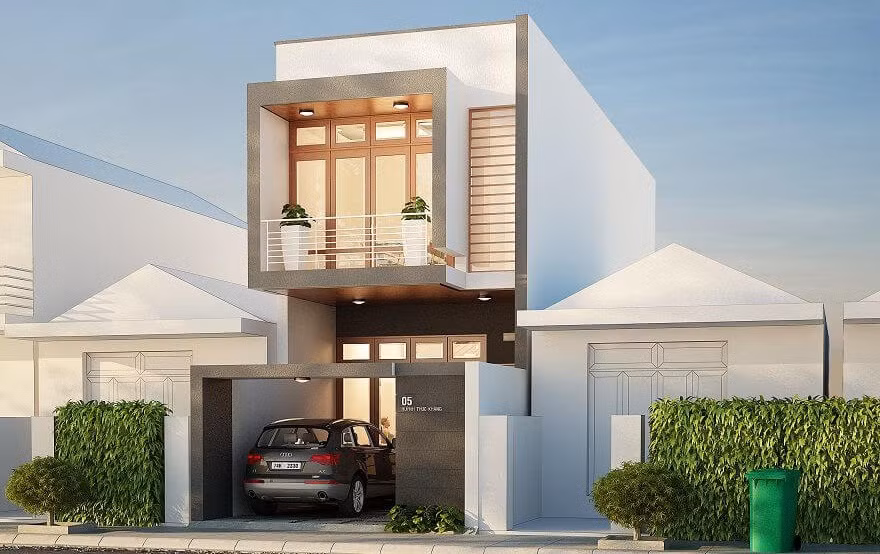 Ngoài diện tích sân trước, ngôi nhà còn dành 1m cho sân nhỏ phía sau nhằm tạo sự thoáng đãng và không gian tiện nghi. Ảnh: Xaydungnhatrongoi.