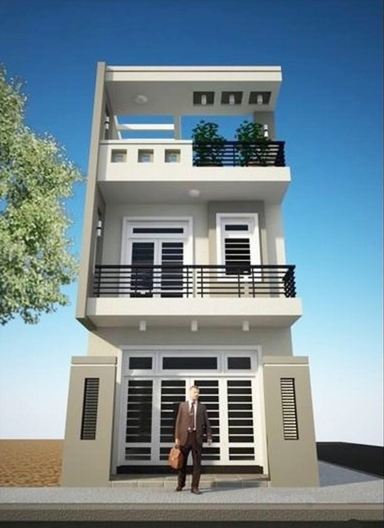 Trên khu đất diện tích 6×17m, gia chủ dành gần 3m làm sân và phía sau làm tường rào. Ảnh: Ktshanoi.