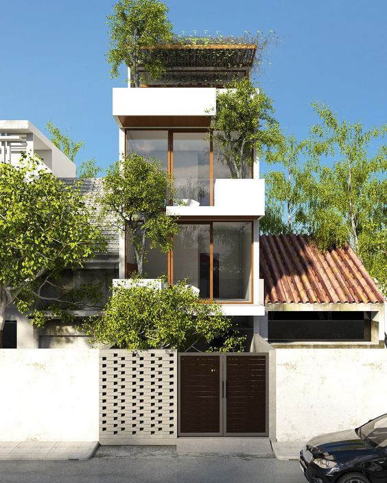 Nhà phố tạo nhiều không gian xanh thoáng mát và tràn ngập ánh sáng. Ảnh: Datcoc.