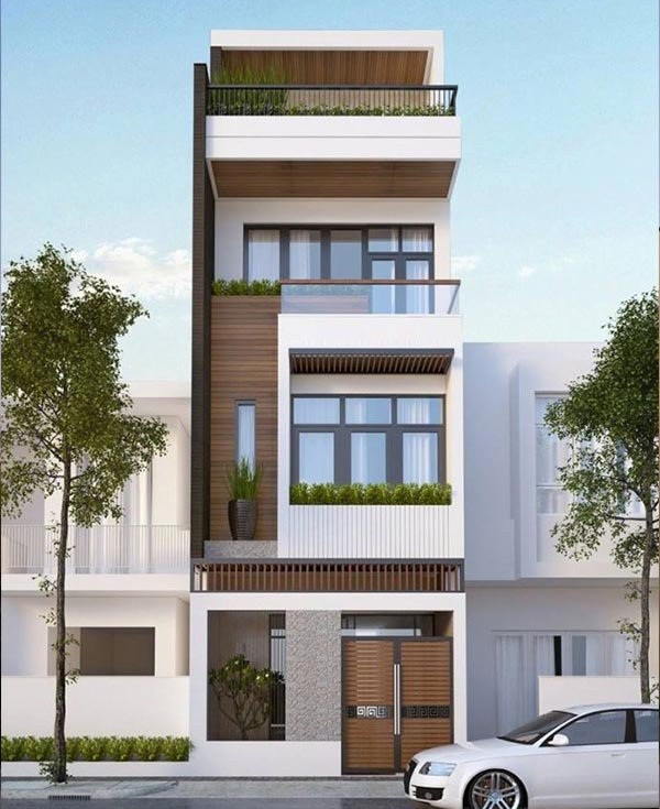 Nhà phố 3 tầng hướng Tây cần có nhiều cây xanh bóng mát hơn. Mảng xanh sân vườn có thể là khoảng sân trước hoặc sau nhà, hay ban công, sân thượng. Ảnh: Nha5sao.