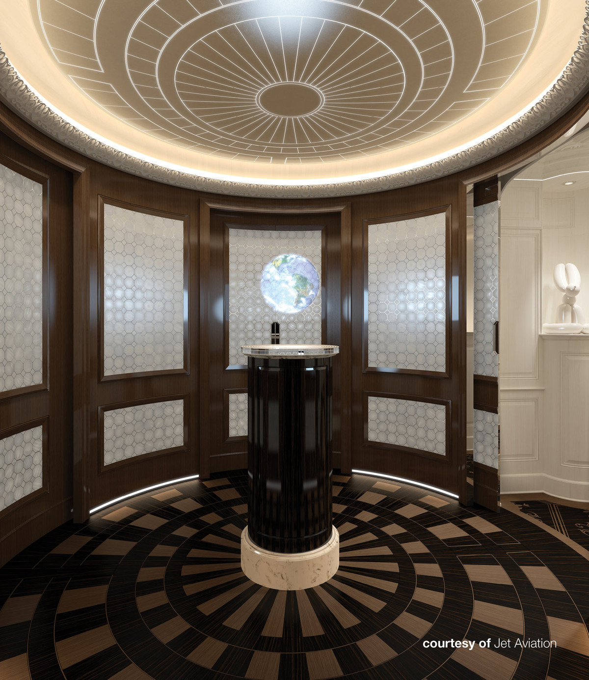 Lối đi riêng bên trong máy bay được thiết kế cầu kỳ.