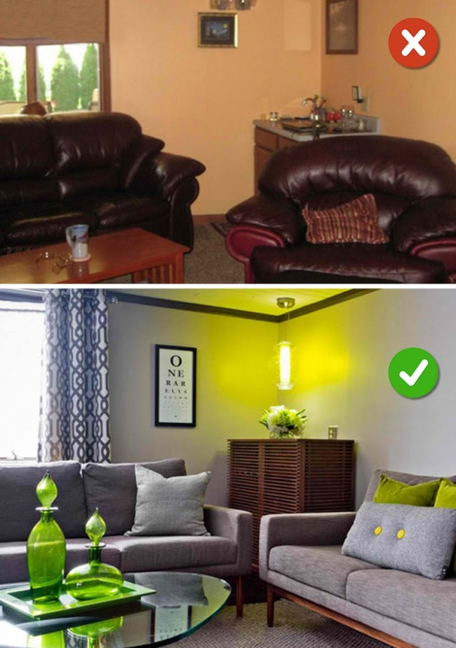 Một phòng khách hoàn hảo đòi hỏi có một điểm nhấn. Nó có thể là lò sưởi, tác phẩm nghệ thuật, gương, hình nền hay bất cứ điều gì thu hút sự chú ý. Nguồn ảnh: Brightside.